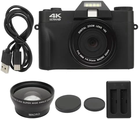 دوربین دیجیتال 4K، دوربین فیلمبرداری دیجیتال 48 مگاپیکسلی با صفحه نمایش چرخان 180 درجه، زوم دیجیتال 16 برابر، لنز واید انگل، باتری، جمع و جور و قابل حمل برای مسافرت دوربین دیجیتال 4K، دوربین فیلمبرداری دیجیتال 48 مگاپیکسلی با صفحه نمایش چرخان 180 درجه، زوم دیجیتال 16 برابر، لنز واید انگل، باتری، جمع و جور و قابل حمل برای مسافرت