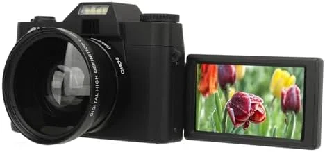 دوربین دیجیتال 4K، دوربین فیلمبرداری دیجیتال 48 مگاپیکسلی با صفحه نمایش چرخان 180 درجه، زوم دیجیتال 16 برابر، لنز واید انگل، باتری، جمع و جور و قابل حمل برای مسافرت دوربین دیجیتال 4K، دوربین فیلمبرداری دیجیتال 48 مگاپیکسلی با صفحه نمایش چرخان 180 درجه، زوم دیجیتال 16 برابر، لنز واید انگل، باتری، جمع و جور و قابل حمل برای مسافرت