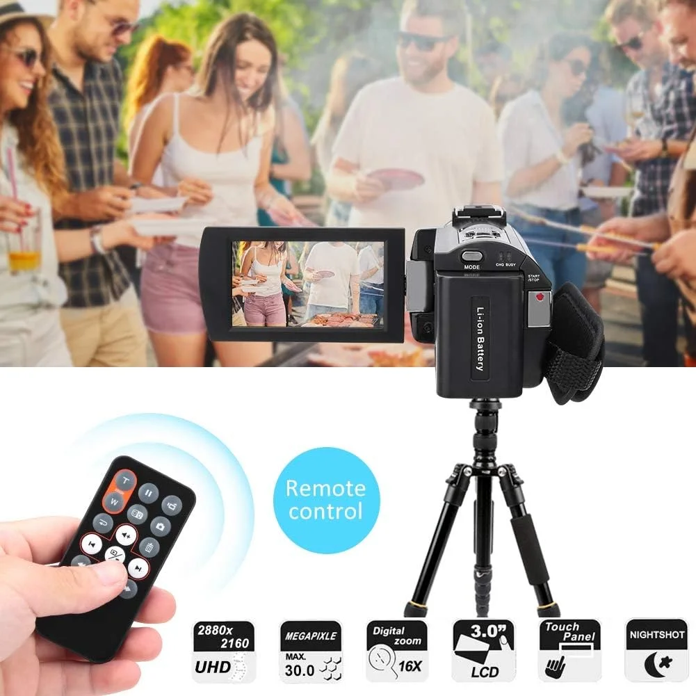 دوربین فیلمبرداری دیجیتال 4K، دوربین ولاگینگ 30 مگاپیکسلی برای یوتیوب، دوربین دیجیتال 16X با صفحه لمسی چرخان 270 درجه 3.0 اینچی، پشتیبانی از WiFi دید در شب IR، تشخیص چهره، کنترل از راه دور IR (بدون باتری) دوربین فیلمبرداری دیجیتال 4K، دوربین ولاگینگ 30 مگاپیکسلی برای یوتیوب، دوربین دیجیتال 16X با صفحه لمسی چرخان 270 درجه 3.0 اینچی، پشتیبانی از WiFi دید در شب IR، تشخیص چهره، کنترل از راه دور IR (بدون باتری)