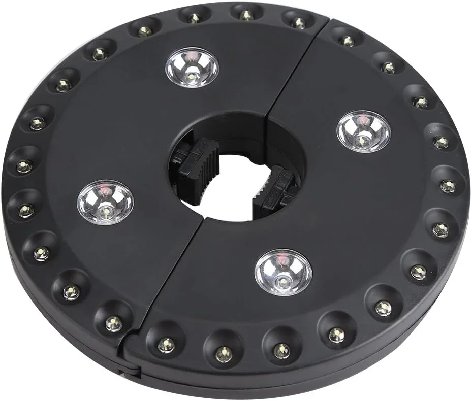 چراغ ال ای دی 28 تایی برای میله چتر فضای باز، مناسب باغ، حیاط، چمن، کمپینگ، چراغ شب، مشکی، 205 گرم، دو برابر راحتی