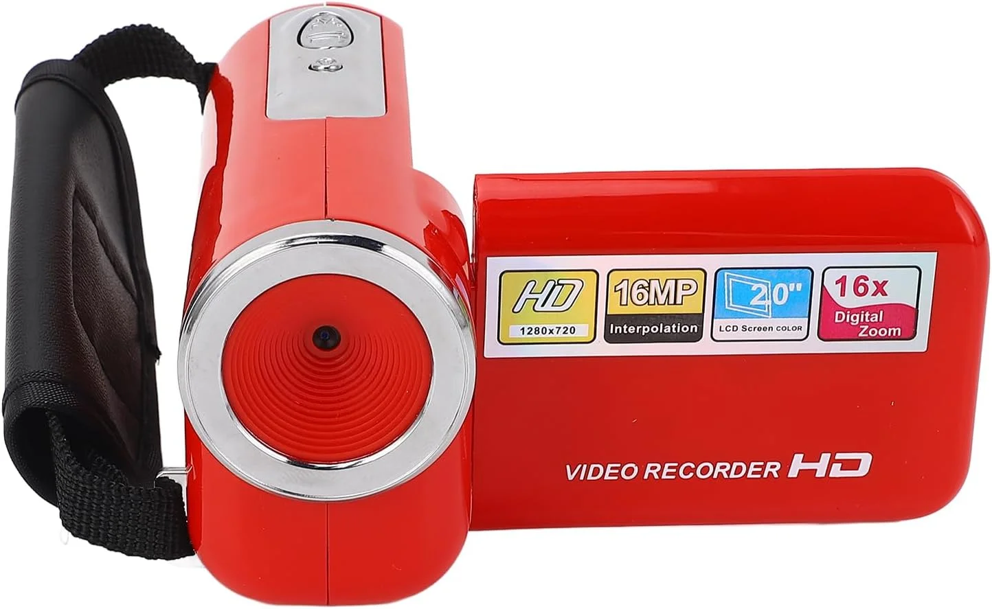 دوربین فیلمبرداری دیجیتال، دوربین فیلمبرداری 16 مگاپیکسلی 1080P HD با زوم دیجیتال 16 برابر و صفحه نمایش چرخان 2 اینچی برای مسافرت، دوربین فیلمبرداری (قرمز)