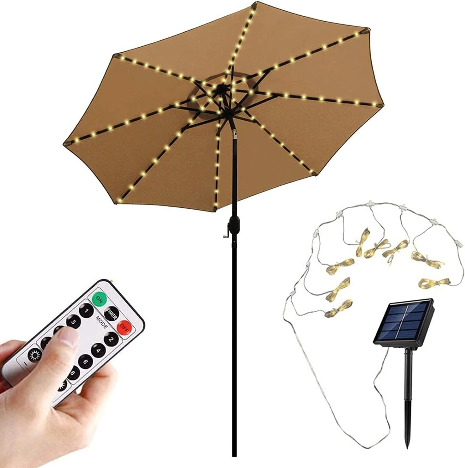 چتر آفتابی LED، چتر پاسیو با قابلیت تنظیم شیب و سیستم بالابر هندلی، چتر تزئینی فضای باز مقاوم در برابر تمام شرایط آب و هوایی از جمله باران شدید