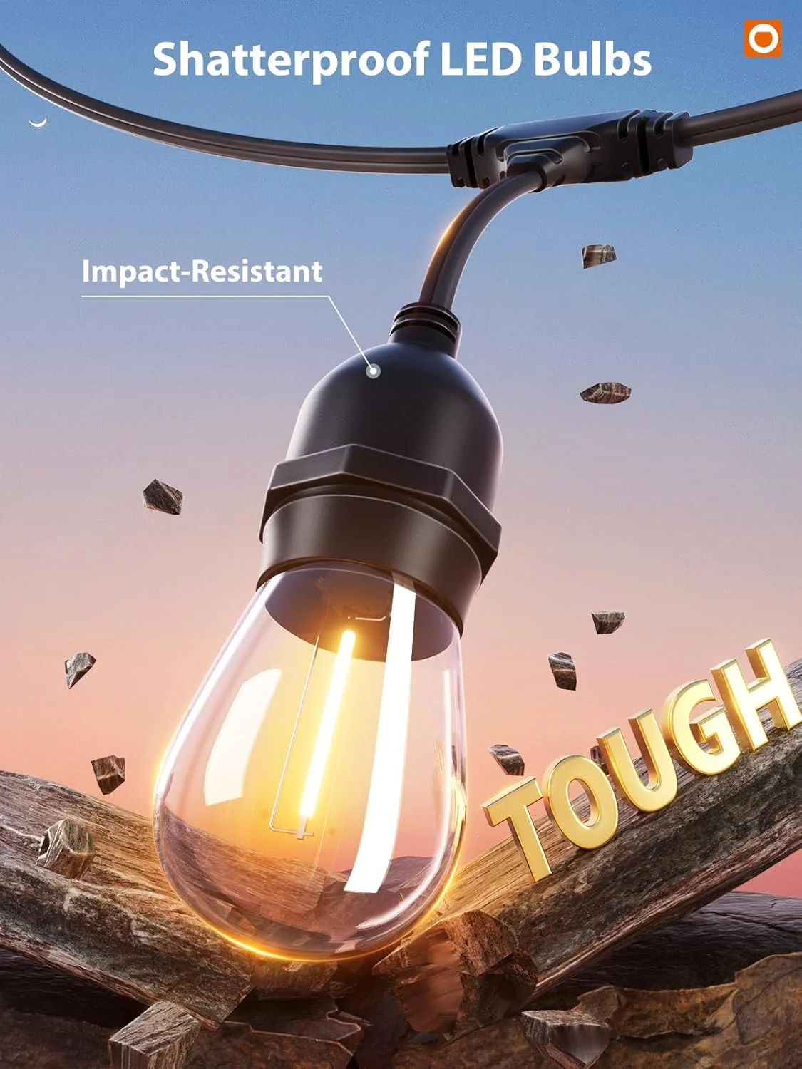 چراغهای الایدی رشتهای فضای باز اَدلون، ۹۶ فوت (۴۸ فوت * ۲) با لامپهای ادیسونی نشکن، مناسب برای استفاده تجاری در پاسیو و کافه، دارای گواهی ETL، مقاوم در برابر آب و هوا، دارای ۳۰ سوکت آویز برای حیاط پشتی و بیسترو چراغهای الایدی رشتهای فضای باز اَدلون، ۹۶ فوت (۴۸ فوت * ۲) با لامپهای ادیسونی نشکن، مناسب برای استفاده تجاری در پاسیو و کافه، دارای گواهی ETL، مقاوم در برابر آب و هوا، دارای ۳۰ سوکت آویز برای حیاط پشتی و بیسترو