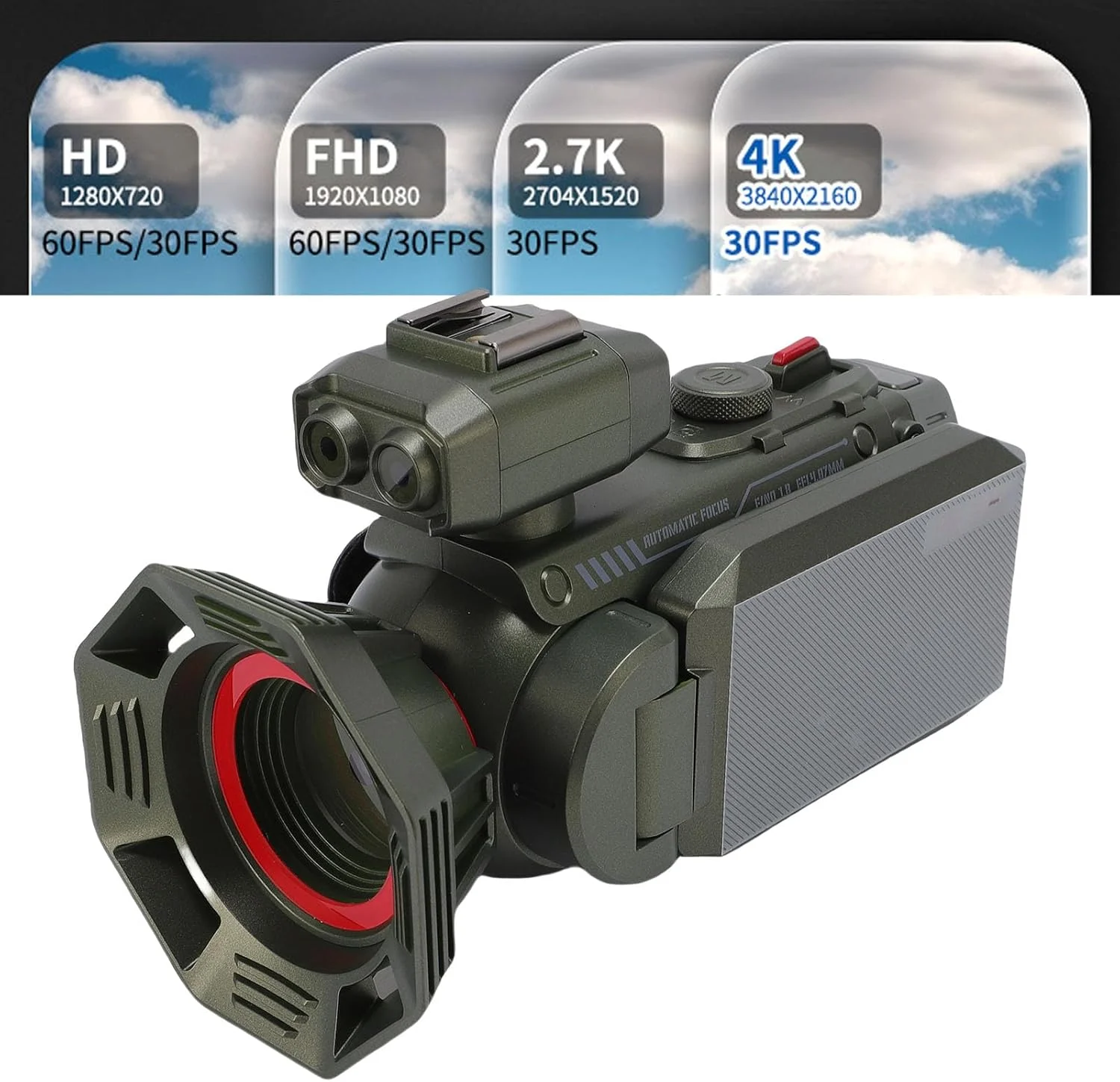 دوربین فیلمبرداری دیجیتال، دوربین فیلمبرداری Ultra HD 4K با زوم 50X، فوکوس خودکار، دوربین وبلاگ نویسی WiFi، ضبط کننده ویدئو با صفحه نمایش رنگی 3 اینچی HD (سبز) دوربین فیلمبرداری دیجیتال، دوربین فیلمبرداری Ultra HD 4K با زوم 50X، فوکوس خودکار، دوربین وبلاگ نویسی WiFi، ضبط کننده ویدئو با صفحه نمایش رنگی 3 اینچی HD (سبز)