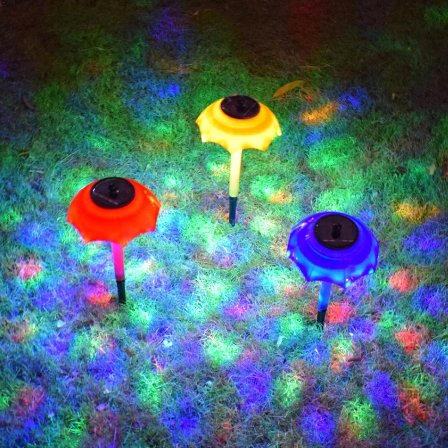 چراغ خورشیدی LED چمن، چراغ شب خودکار خیره کننده، چراغ کروی پخش کننده نور، آباژور چتری مینیاتوری