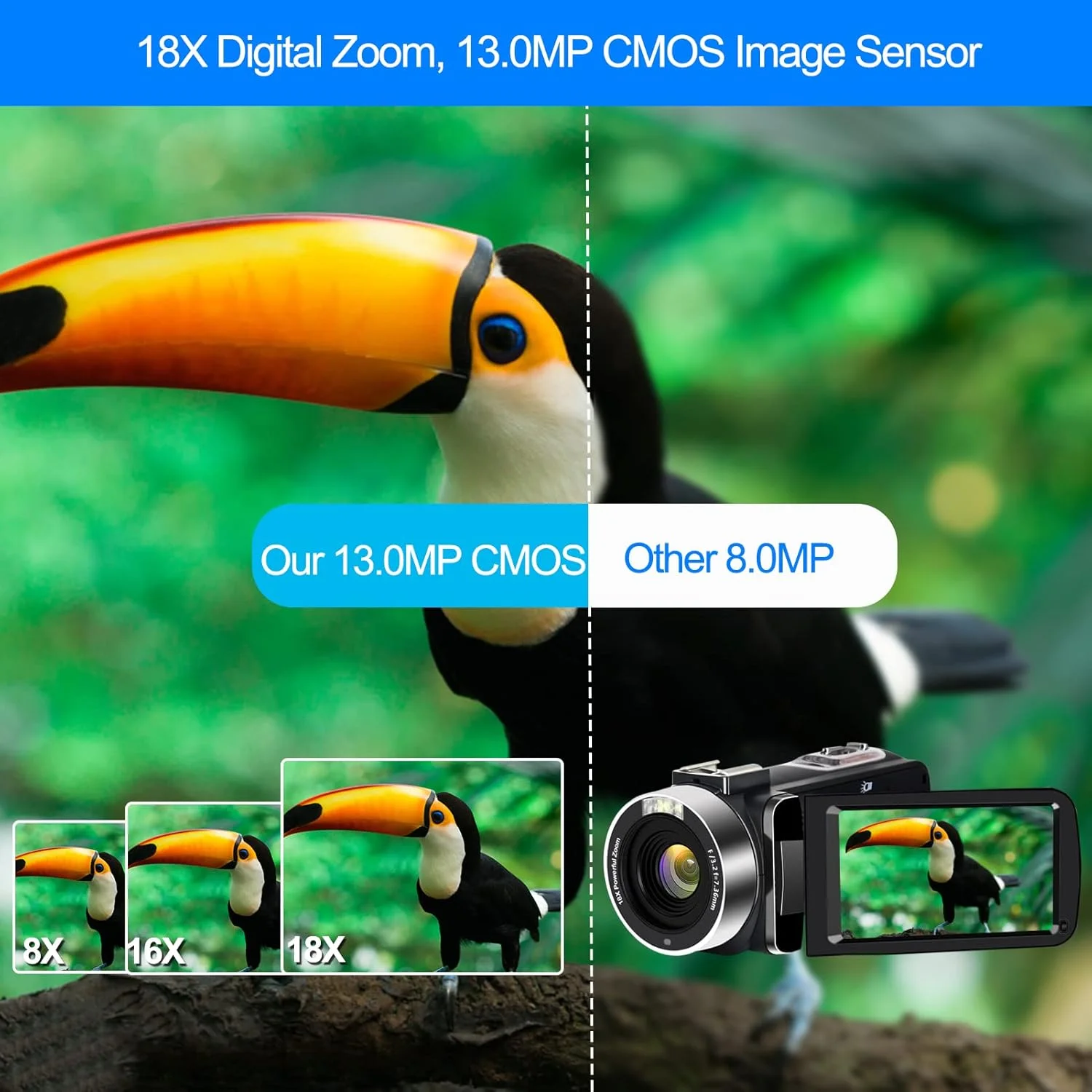 دوربین فیلمبرداری 4K UHD با کیفیت 48 مگاپیکسل، زوم دیجیتال 18X، وای فای، دید در شب، عملکرد وب کم، کنترل از راه دور 2.4G، چند منظوره برای ولاگ، یوتیوب و تماس ویدیویی دوربین فیلمبرداری 4K UHD با کیفیت 48 مگاپیکسل، زوم دیجیتال 18X، وای فای، دید در شب، عملکرد وب کم، کنترل از راه دور 2.4G، چند منظوره برای ولاگ، یوتیوب و تماس ویدیویی