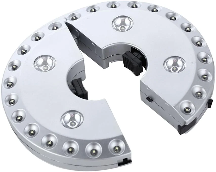 چراغ چتری 28 LED اکو گکو با روشنایی قابل تنظیم، نصب آسان گیره به میله، آویزان کردن در هر مکان، چراغ چادر کمپینگ، کارکرد با باتری بدون نیاز به سیم کشی