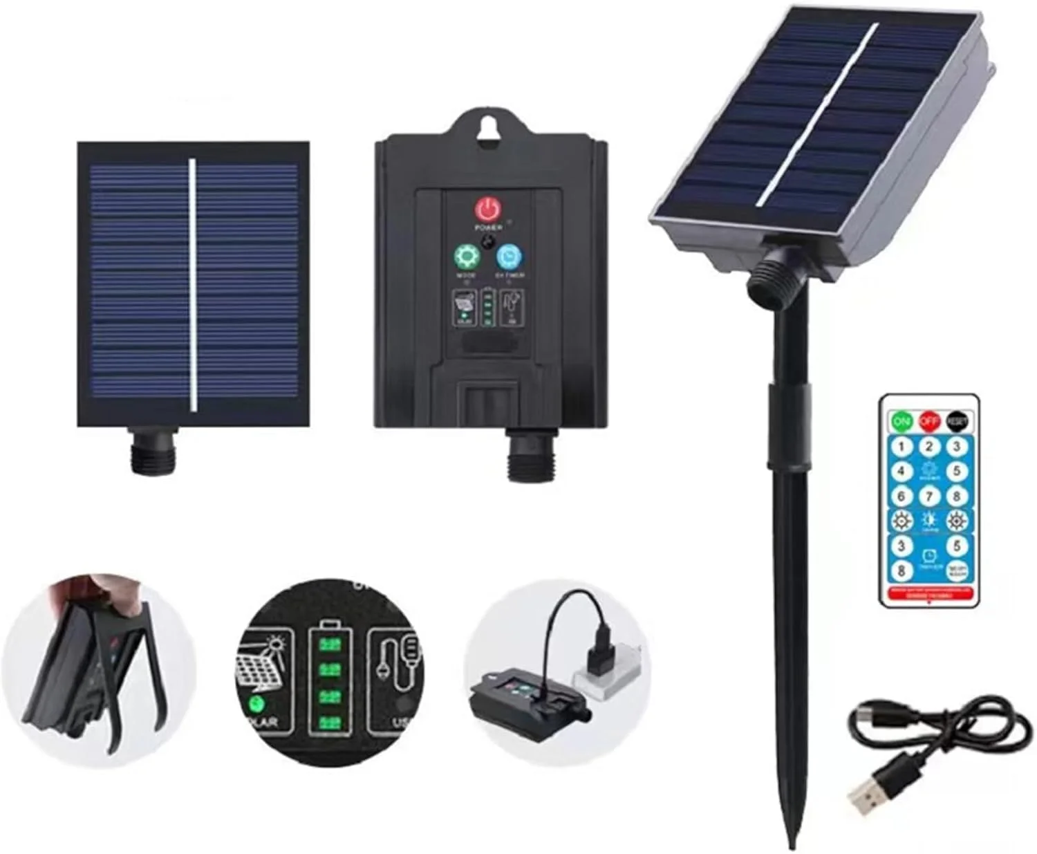 چراغ های چادر مسافرتی Fawoonu، چراغ های سایه بان ساحلی، چراغ های گیره ای خورشیدی برای چتر، چراغ های ریسه ای انعطاف پذیر