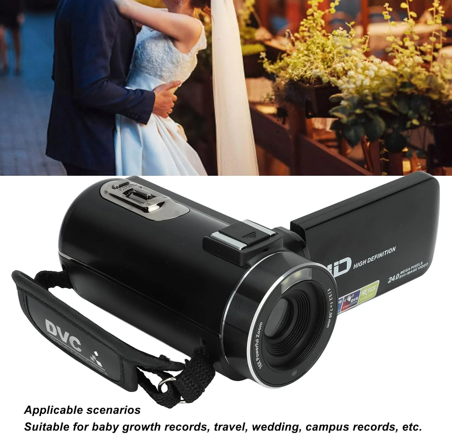 دوربین فیلمبرداری دیجیتال، دوربین فیلمبرداری دستی ضبط ویدئو HD، دوربین فیلمبرداری وای فای، دوربین فیلمبرداری صفحه نمایش چرخشی زوم دیجیتال 16X با کیفیت 1080P 24MP