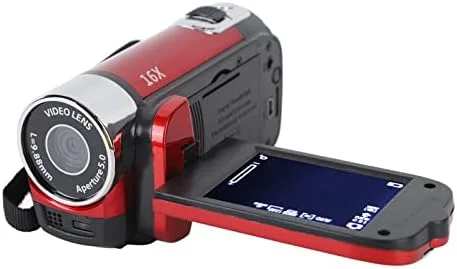 دوربین فیلمبرداری دستی دیوچه، دوربین فیلمبرداری کودکانه 1080P 16MP DV با صفحه نمایش چرخان 2.7 اینچی TFT و زوم دیجیتال 16 برابر به همراه کابل USB (قرمز)