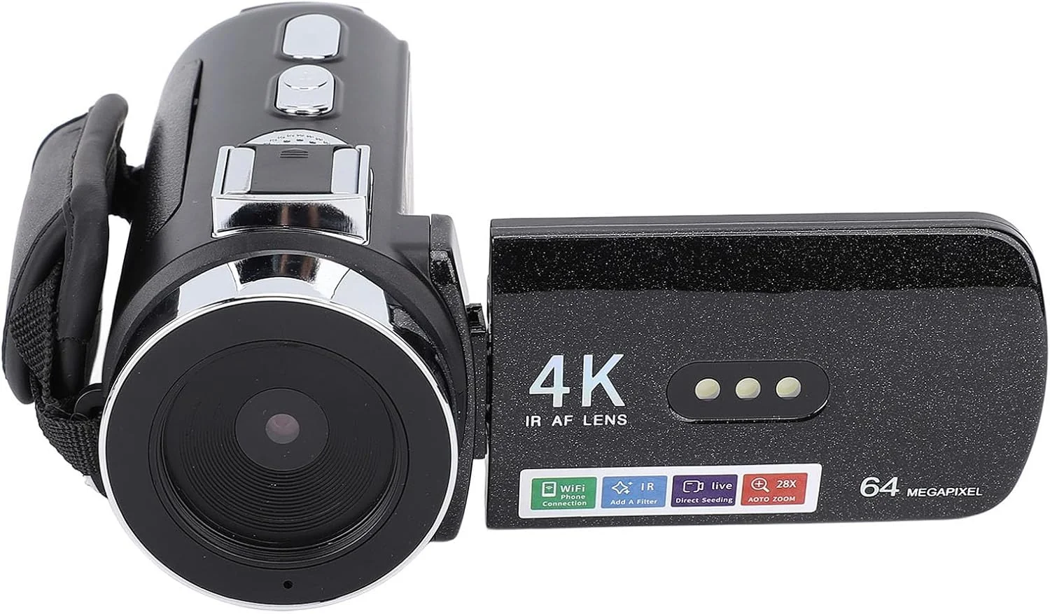 دوربین فیلمبرداری POENVFPO با هود لنز، نور پرکننده و براکت، صفحه نمایش چرخان 4K 64MP با زوم 28x برای رویدادهای ورزشی، مسافرت و عروسی دوربین فیلمبرداری POENVFPO با هود لنز، نور پرکننده و براکت، صفحه نمایش چرخان 4K 64MP با زوم 28x برای رویدادهای ورزشی، مسافرت و عروسی