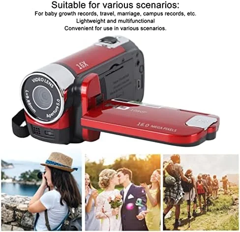 دوربین فیلمبرداری دستی دیوچه، دوربین فیلمبرداری کودکانه 1080P 16MP DV با صفحه نمایش چرخان 2.7 اینچی TFT و زوم دیجیتال 16 برابر به همراه کابل USB (قرمز) دوربین فیلمبرداری دستی دیوچه، دوربین فیلمبرداری کودکانه 1080P 16MP DV با صفحه نمایش چرخان 2.7 اینچی TFT و زوم دیجیتال 16 برابر به همراه کابل USB (قرمز)