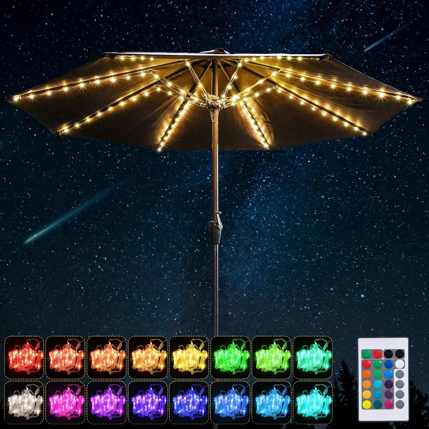 چراغ های ریسه ای چتری پاسیو فریندا، 104 ال ای دی روشن 16 رنگ 4 حالت، چراغ چتری بی سیم با باتری USB، چراغ های میله ای ضد آب با کنترل از راه دور برای چترهای پاسیو، چادرهای کمپینگ چراغ های ریسه ای چتری پاسیو فریندا، 104 ال ای دی روشن 16 رنگ 4 حالت، چراغ چتری بی سیم با باتری USB، چراغ های میله ای ضد آب با کنترل از راه دور برای چترهای پاسیو، چادرهای کمپینگ