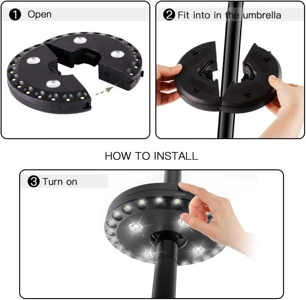 چراغ چتری پاسیو Forlivese با 28 چراغ ال ای دی، مشکی