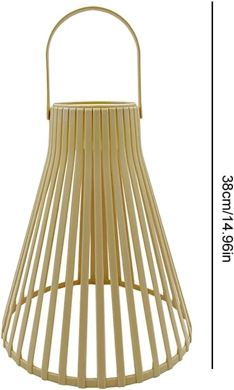 چراغ دکوراتیو LED حصیری طرح بامبو طبیعی، ضد آب IP55، چراغ آویز خورشیدی رترو، مناسب برای تزئین پاسیو، باغ، حیاط و ایوان