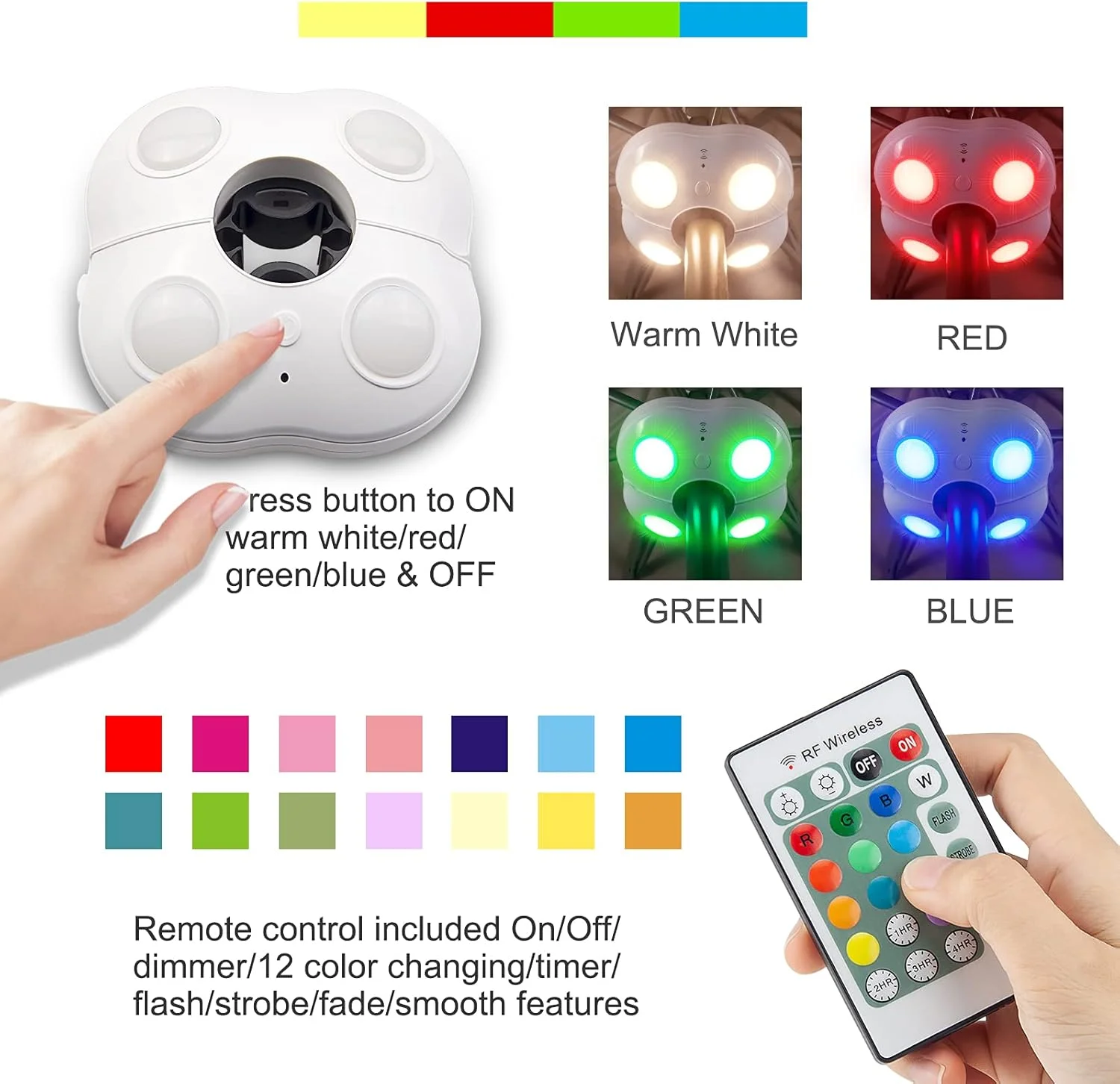 چراغ چتری ال ای دی HONWELL، چراغ چتر پایه دار، چراغ چتر باغی دیمر دار، چراغ فضای باز پاسیو با باتری و کنترل از راه دور RF با 12 رنگ قابل تغییر چراغ چتری ال ای دی HONWELL، چراغ چتر پایه دار، چراغ چتر باغی دیمر دار، چراغ فضای باز پاسیو با باتری و کنترل از راه دور RF با 12 رنگ قابل تغییر