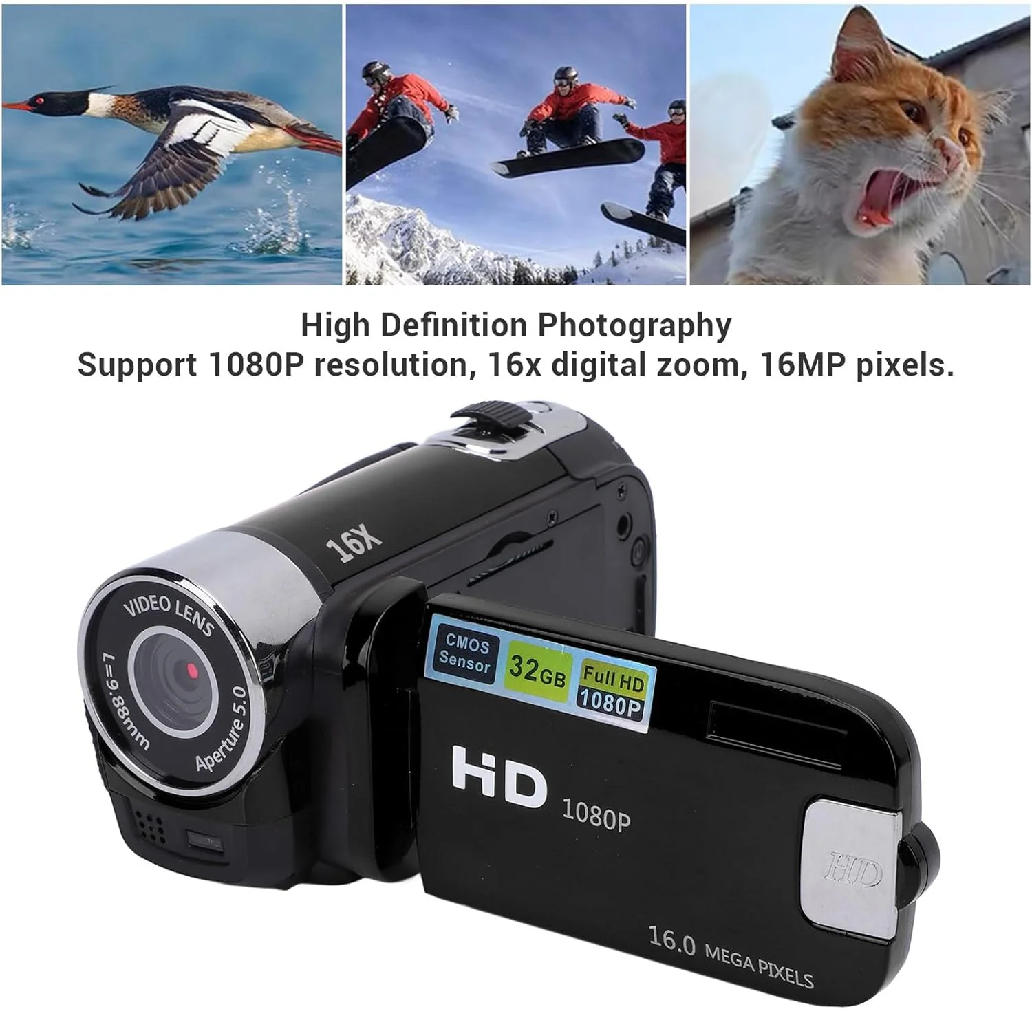 دوربین فیلمبرداری الپریکو با زوم دیجیتال 16 برابر، صفحه نمایش رنگی 2.4 اینچی، دوربین ضد لرزش برای یوتیوب، دوربین فیلمبرداری با قابلیت ضبط حلقه ای برای ثبت خاطرات سفر و رشد