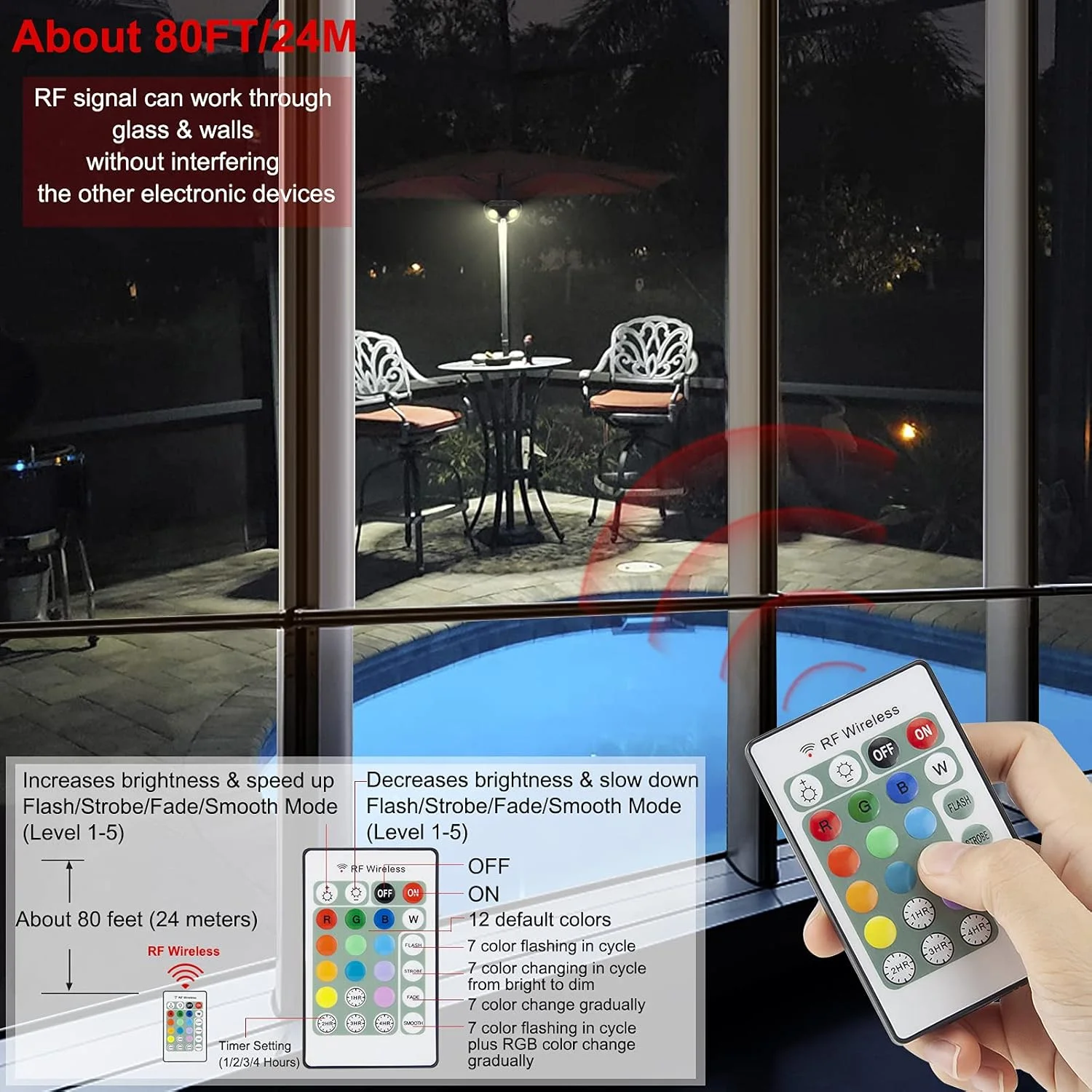 چراغ چتری پاسیو HONWELL، چراغ میله چتری فضای باز با 12 رنگ، کنترل از راه دور، 4 حالت روشنایی بی سیم، 20 چراغ LED با 250 لومن، چراغ کمپینگ برای چادر، ساحل - قهوه ای چراغ چتری پاسیو HONWELL، چراغ میله چتری فضای باز با 12 رنگ، کنترل از راه دور، 4 حالت روشنایی بی سیم، 20 چراغ LED با 250 لومن، چراغ کمپینگ برای چادر، ساحل - قهوه ای