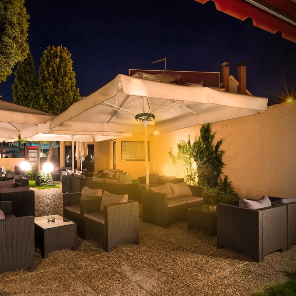 چراغ چتری پاسیو، سفید گرم، 3 حالت نورپردازی، 24 چراغ LED بی سیم، چراغ میله چتر با باتری AA برای چترهای پاسیو، چادرهای کمپینگ یا استفاده در فضای باز