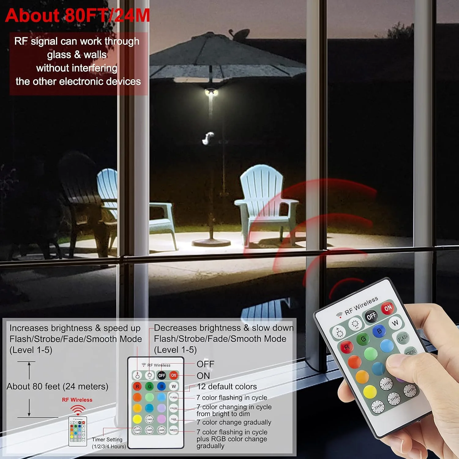 چراغ چتری LED هونول، چراغ چتری فضای باز با باتری و کنترل از راه دور RF، چراغ بیرونی تغییر رنگ و کم نور شونده برای چترهای پاسیو، چادرهای کمپینگ و باغ چراغ چتری LED هونول، چراغ چتری فضای باز با باتری و کنترل از راه دور RF، چراغ بیرونی تغییر رنگ و کم نور شونده برای چترهای پاسیو، چادرهای کمپینگ و باغ