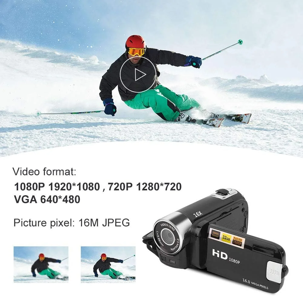 دوربین فیلمبرداری دیجیتال با زوم دیجیتال 16X، صفحه نمایش LCD 2.7 اینچی، دوربین دیجیتال 16 مگاپیکسلی با قابلیت ضبط ویدیو 32 گیگابایتی، دوربین فیلمبرداری HD برای نوجوانان و مبتدیان