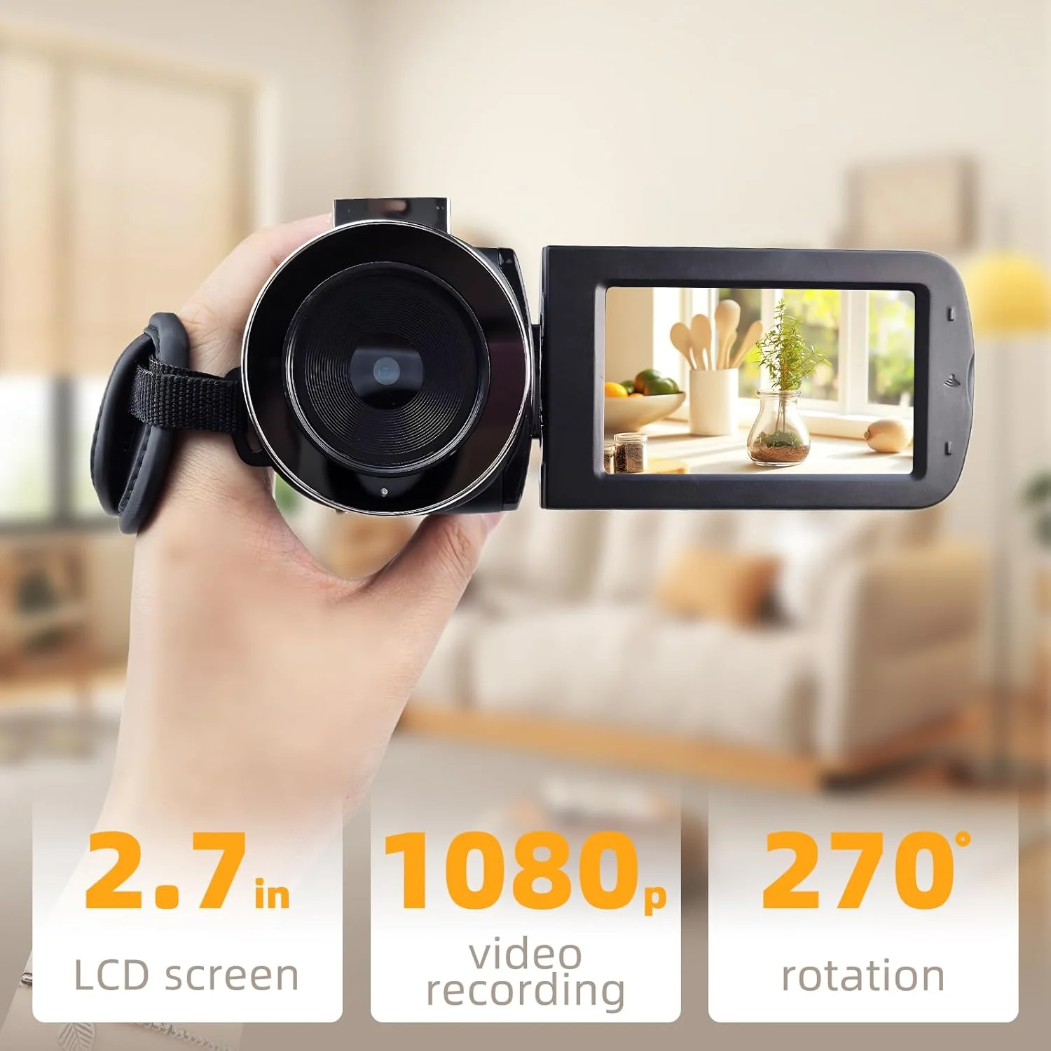 دوربین فیلمبرداری 4K HD Flylin با زوم دیجیتال 28X، دوربین ولاگینگ با دید در شب، صفحه لمسی 3 اینچی IPS وای فای برای یوتیوب، ثبت خاطرات و لحظات