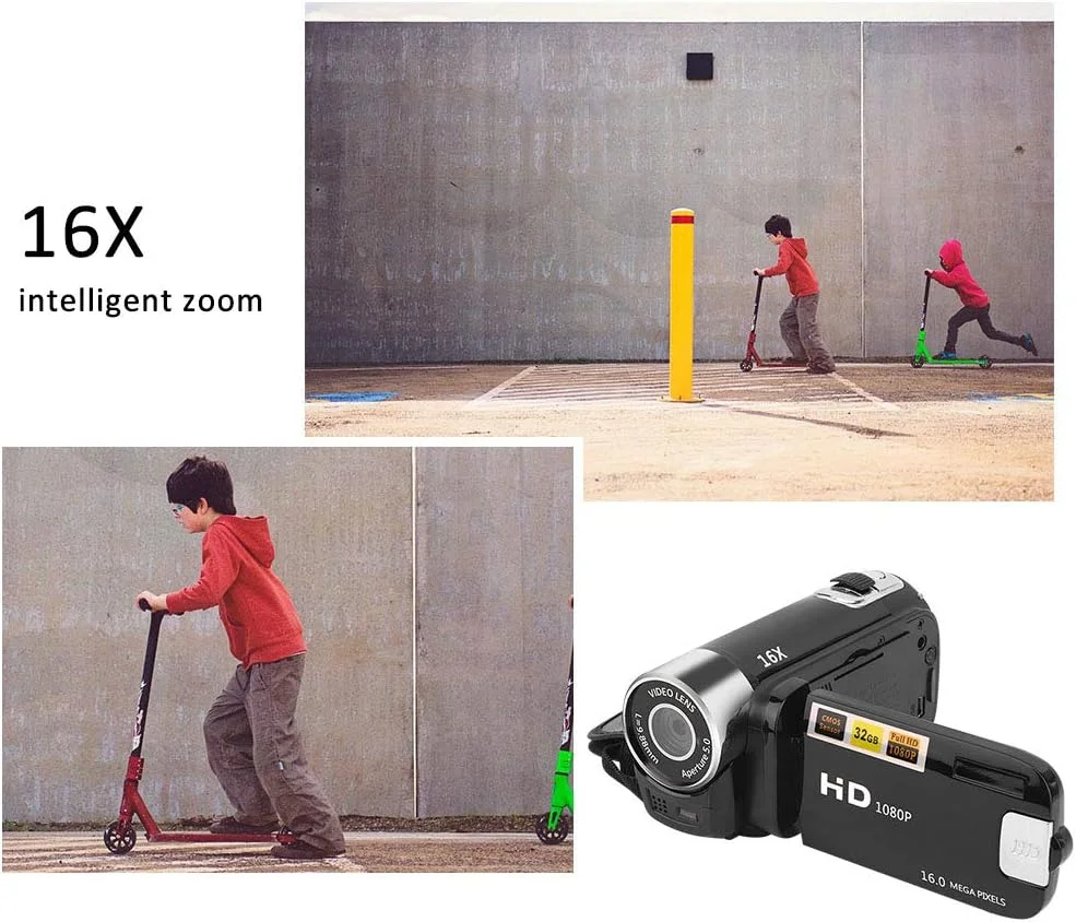 دوربین فیلمبرداری دیجیتال با زوم دیجیتال 16X، صفحه نمایش LCD 2.7 اینچی، دوربین دیجیتال 16 مگاپیکسلی با قابلیت ضبط ویدیو 32 گیگابایتی، دوربین فیلمبرداری HD برای نوجوانان و مبتدیان