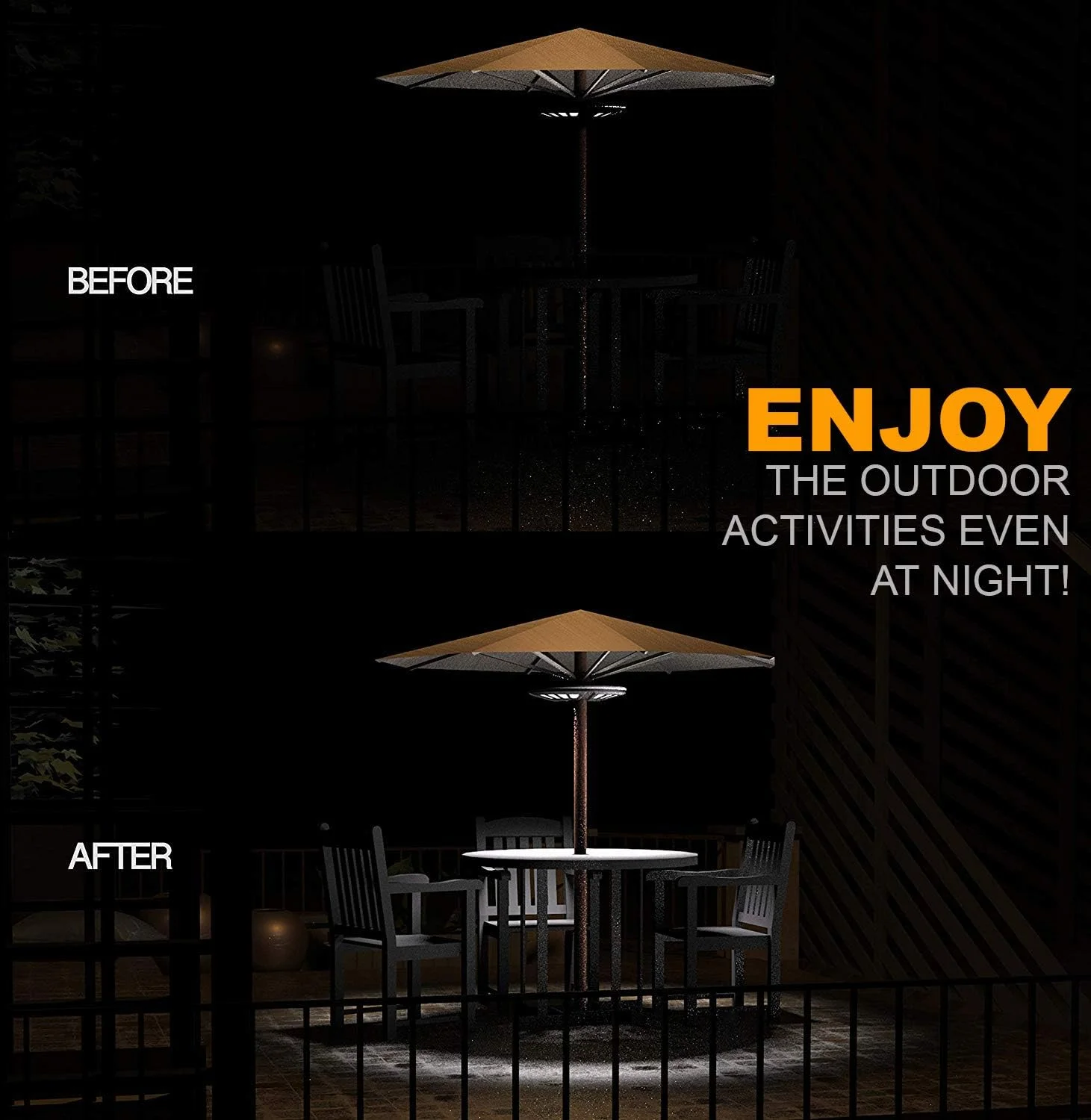 چراغ چتری Magictec، چراغ های 44 LED بدون سیم برای چترهای پاسیو با 3 حالت نورپردازی، با 4 باتری قلمی (شامل نمی شود) برای چترهای پاسیو، چادرهای کمپینگ یا استفاده در فضای باز