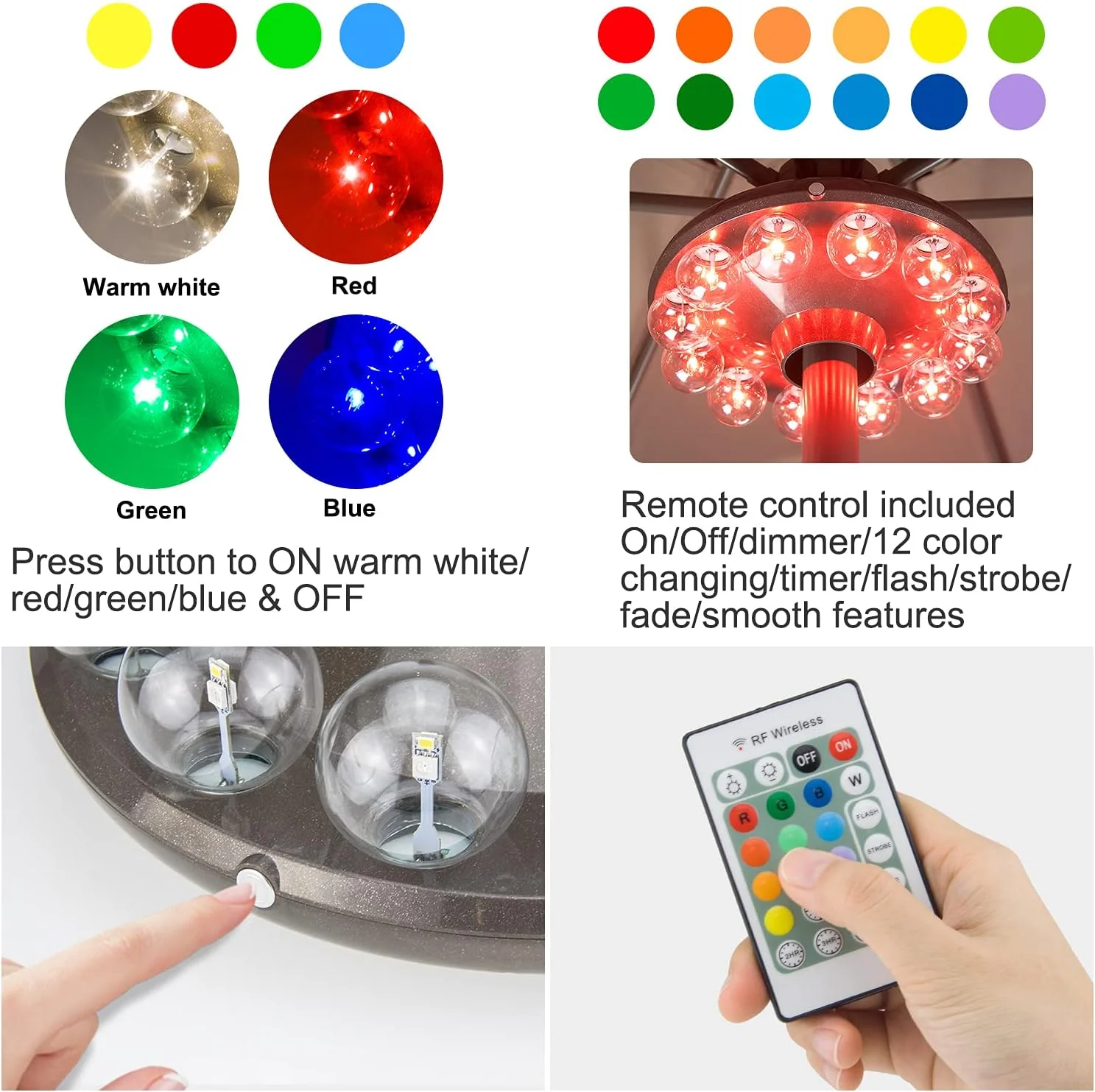 چراغ چتری LUXSWAY با باتری، چراغ چتری پاسیو بیرونی با قابلیت تغییر 12 رنگ برای میله با ریموت 80 فوتی، 12 لامپ شفاف 48 LED، 4 حالت، 4 گزینه تایمر، چراغ آویز چتری برای کمپینگ، BBQ چراغ چتری LUXSWAY با باتری، چراغ چتری پاسیو بیرونی با قابلیت تغییر 12 رنگ برای میله با ریموت 80 فوتی، 12 لامپ شفاف 48 LED، 4 حالت، 4 گزینه تایمر، چراغ آویز چتری برای کمپینگ، BBQ