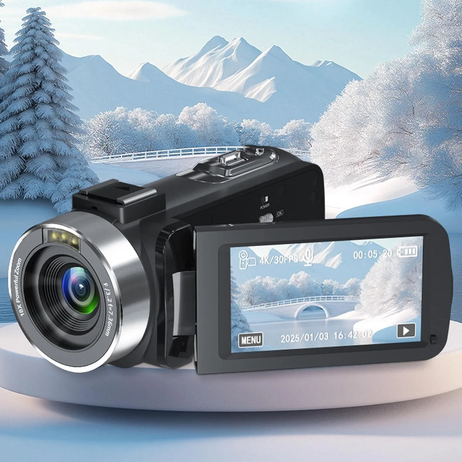 دوربین فیلمبرداری عمومی، ضبط ویدیو 4K با کیفیت 80 مگاپیکسل، صفحه نمایش 3 اینچی HD با چرخش 270 درجه، زوم 18X، دوربین فیلمبرداری دیجیتال قابل حمل با فلاش LED برای مسافرت دوربین فیلمبرداری عمومی، ضبط ویدیو 4K با کیفیت 80 مگاپیکسل، صفحه نمایش 3 اینچی HD با چرخش 270 درجه، زوم 18X، دوربین فیلمبرداری دیجیتال قابل حمل با فلاش LED برای مسافرت