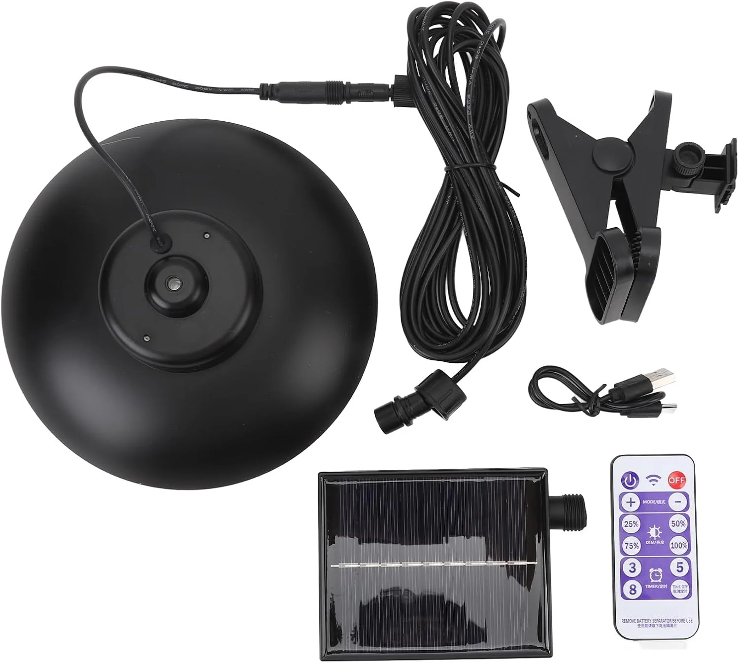 چراغ چتری LED خورشیدی Nurnesy با کنترل از راه دور - روشنایی فضای باز 1.2 وات برای پاسیو، باغ ها و کمپینگ - 3 دمای رنگ قابل تنظیم و نمایش