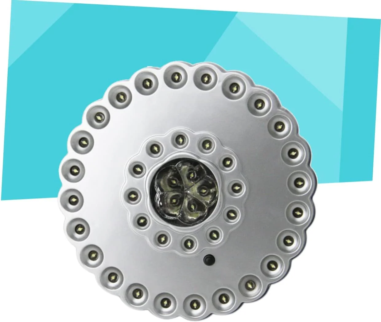 چراغ چتری 41 LED، فانوس کمپینگ، چراغ کمپینگ، چراغ چتر، چراغ چادر، دیسک آتش کمپینگ نقره ای LED