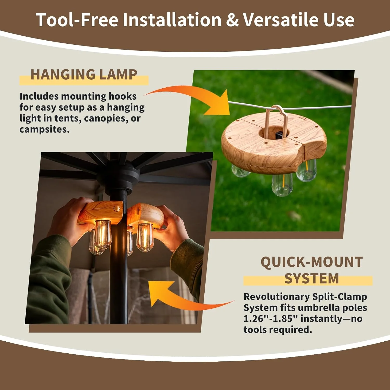 چراغ چتری پاسیو طرح چوب OPOIRA با کنترل از راه دور، چراغ میله ای LED ادیسونی شارژی بی سیم با 10 سطح روشنایی برای باغ، پاسیو، حیاط خلوت، کمپینگ یا باربیکیو (تک بسته) چراغ چتری پاسیو طرح چوب OPOIRA با کنترل از راه دور، چراغ میله ای LED ادیسونی شارژی بی سیم با 10 سطح روشنایی برای باغ، پاسیو، حیاط خلوت، کمپینگ یا باربیکیو (تک بسته)