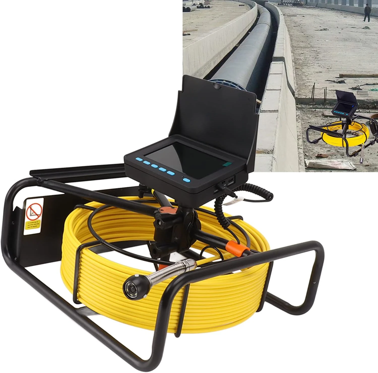 دوربین فیلمبرداری بزرگنمایی GHQERTY، دوربین مداربسته با عملکرد DVR، دوشاخه بریتانیایی، دوربین فیلمبرداری فاضلاب 4.3 اینچی، کارت حافظه 16 گیگابایتی، ضد آب IP68 برای سیستم های آب باران