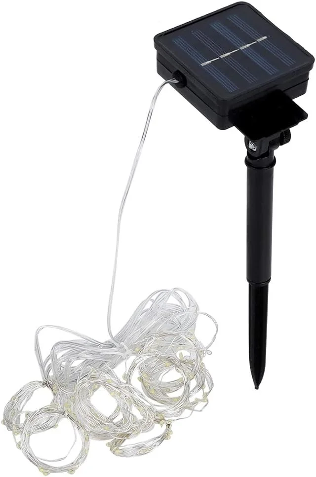 چراغ‌های ریسه‌ای خورشیدی مناسب فضای باز، چراغ‌های خورشیدی برای باغ و پاسیو، چراغ‌های چتری خورشیدی با 120 ال‌ای‌دی برای تزئین باغ، حیاط و مهمانی