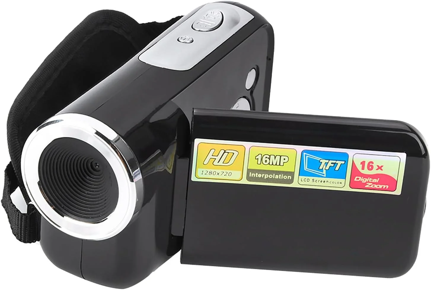 دوربین فیلمبرداری دیجیتال کودکان GOWENIC، قابل حمل، صفحه نمایش 2 اینچی TFT LCD، 1080 * 720، زوم دیجیتال 16X، پشتیبانی از کارت حافظه، بهترین هدیه (مشکی)