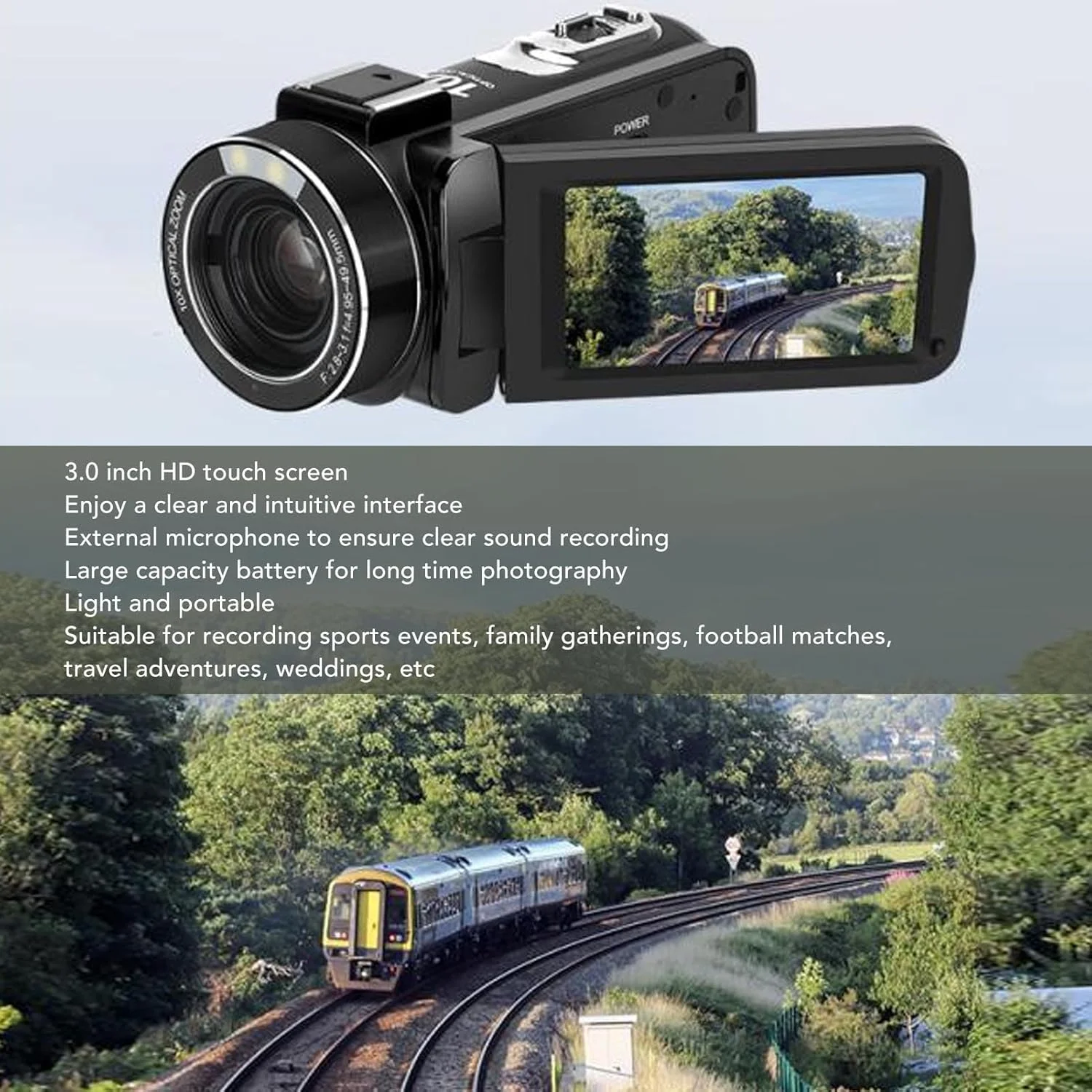 دوربین فیلمبرداری 4K Goshyda با فوکوس خودکار، زوم دیجیتال 10 برابر، جمع و جور برای عکاسی مسافرتی