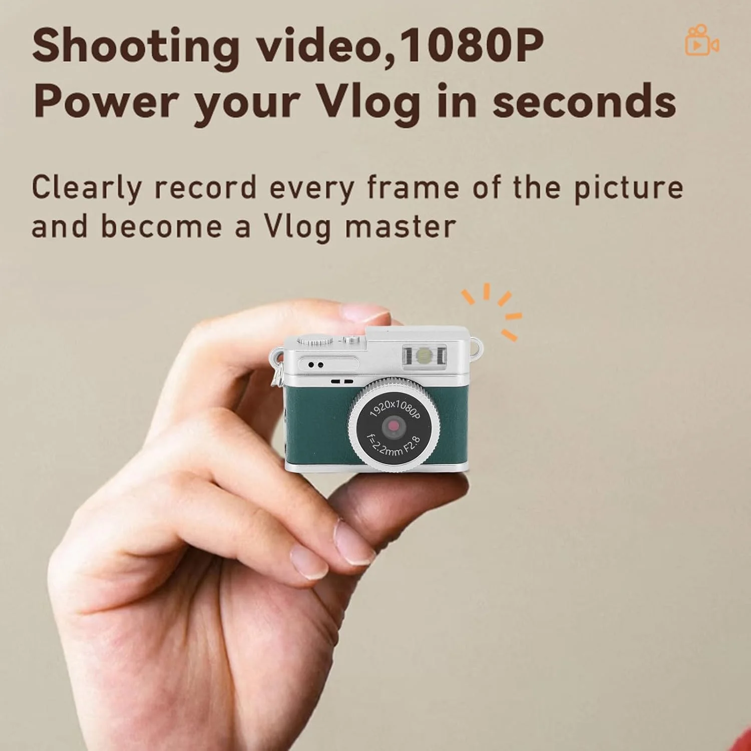 دوربین کوچک جاسوسی جاکلیدی Goshyda، دوربین انگشتی کوچک 2 مگاپیکسلی 1080P، دوربین فیلمبرداری قابل حمل جمع و جور با صفحه نمایش رنگی 0.96 اینچی، فلاش LED (سبز)