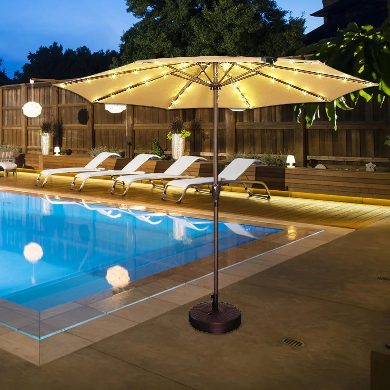 چراغ های چتری فضای باز، چراغ های خورشیدی برای چتر پاسیو فضای باز - دکور ضد آب برای کمپینگ ایوان باغ سایه بان ساحل حیاط خلوت مهمانی چادر