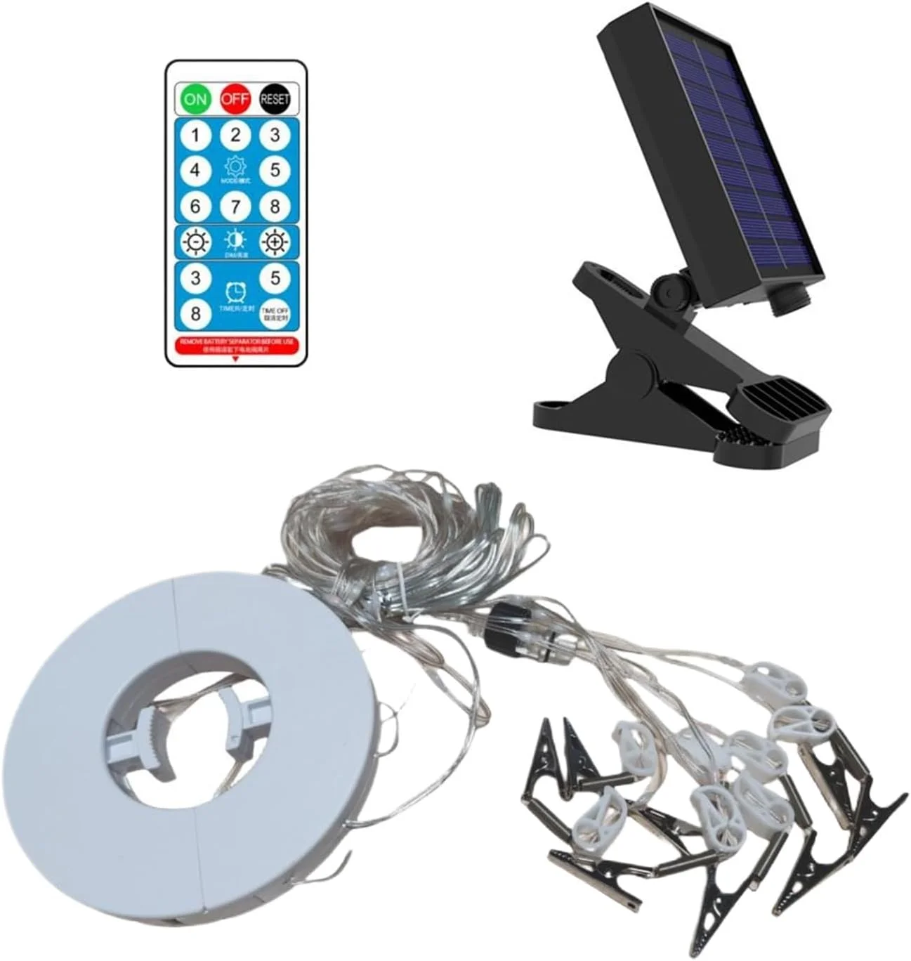 چراغ های چتری فضای باز - چراغ های رشته ای LED خورشیدی برای چتر پاسیو | نورپردازی محیطی با 8 حالت ضد آب برای تزئینات حیاط، استخر، ساحل، ایوان و آلاچیق