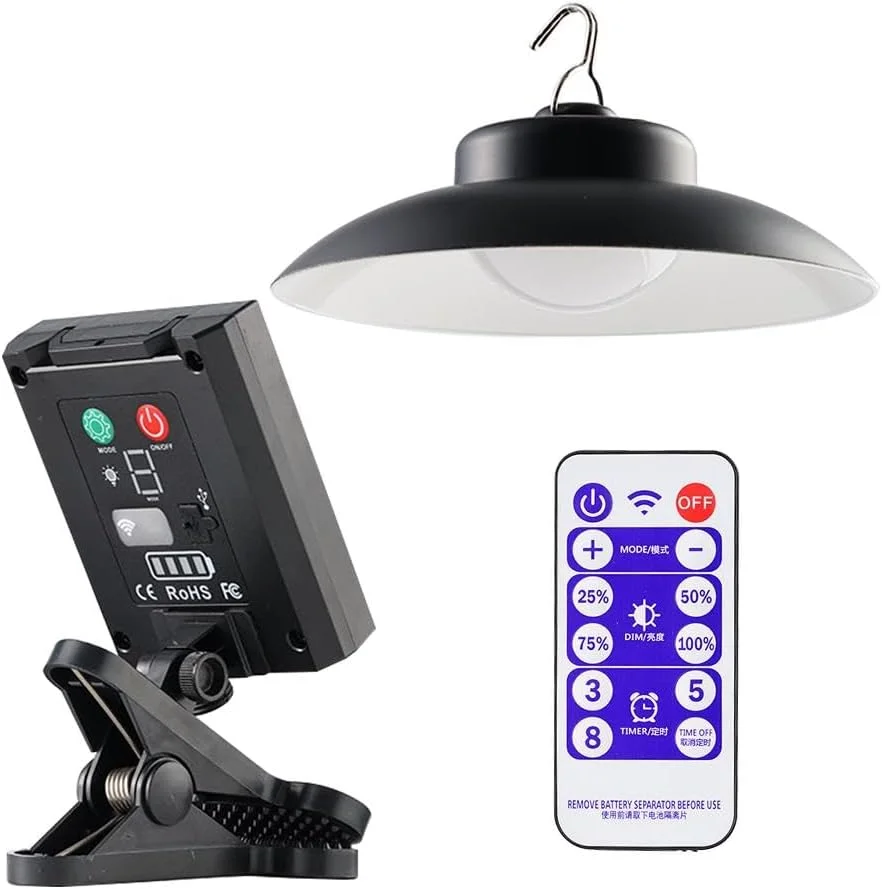 چراغ چتری خورشیدی فضای باز، چراغ های آویز ضد آب چتری پاسیو با ریموت کنترل از راه دور قابل حمل و تایمر