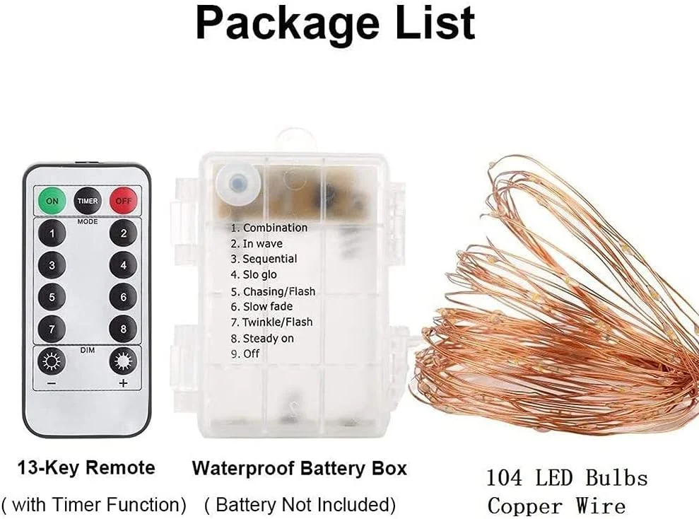 چراغ چتری آفتابی، چراغ های ریسه ای چتری، چراغ میله ای بی سیم با کنترل از راه دور و تایمر، چراغ ریسه ای لامپی با 104 ال ای دی