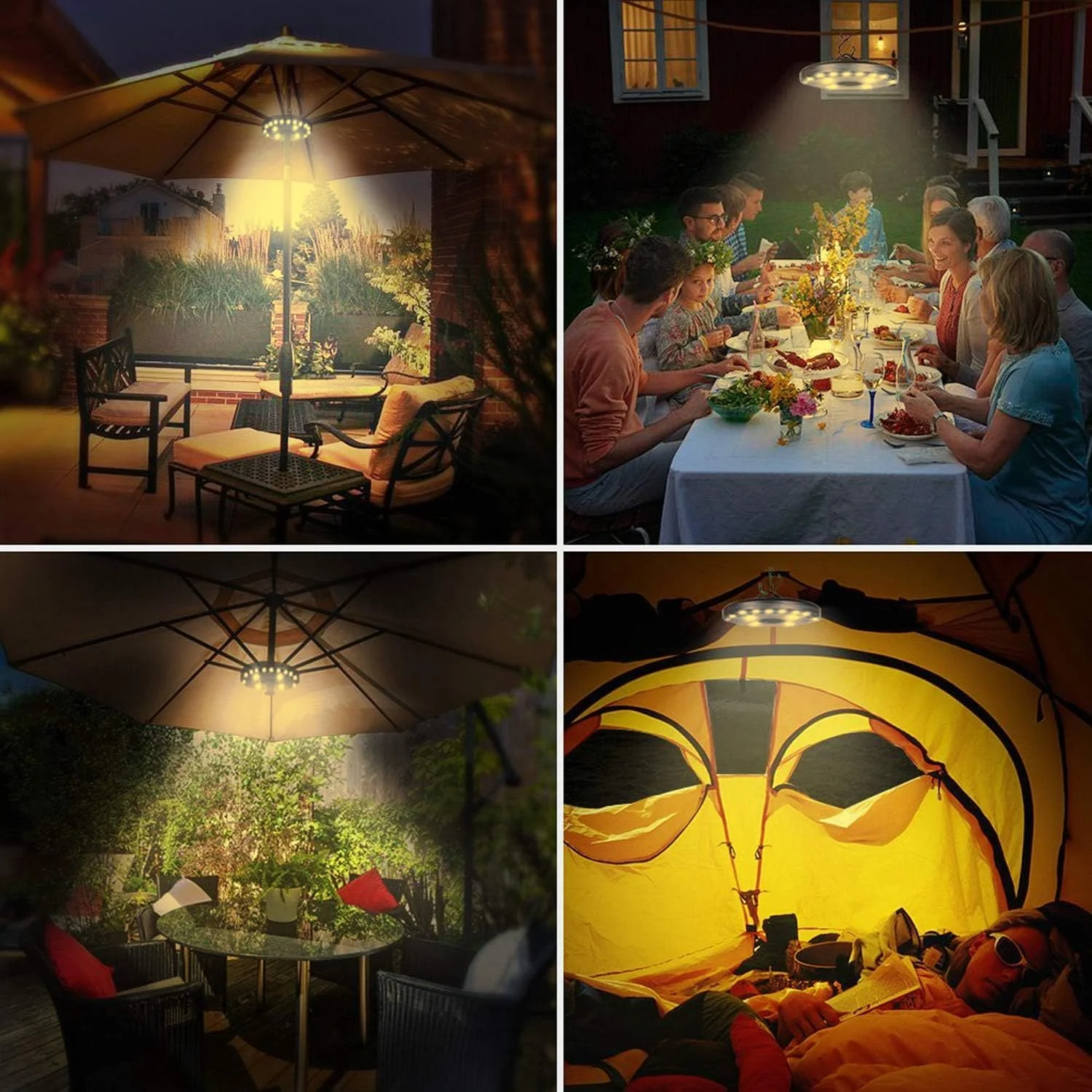 چراغ چتری حیاط OYOCO با نور سفید گرم، 3 حالت روشنایی، 28 چراغ LED بدون سیم با 200 لومن، کارکرد با 4 عدد باتری AA، چراغ میله چتر برای چترهای حیاط، چادرهای کمپینگ
