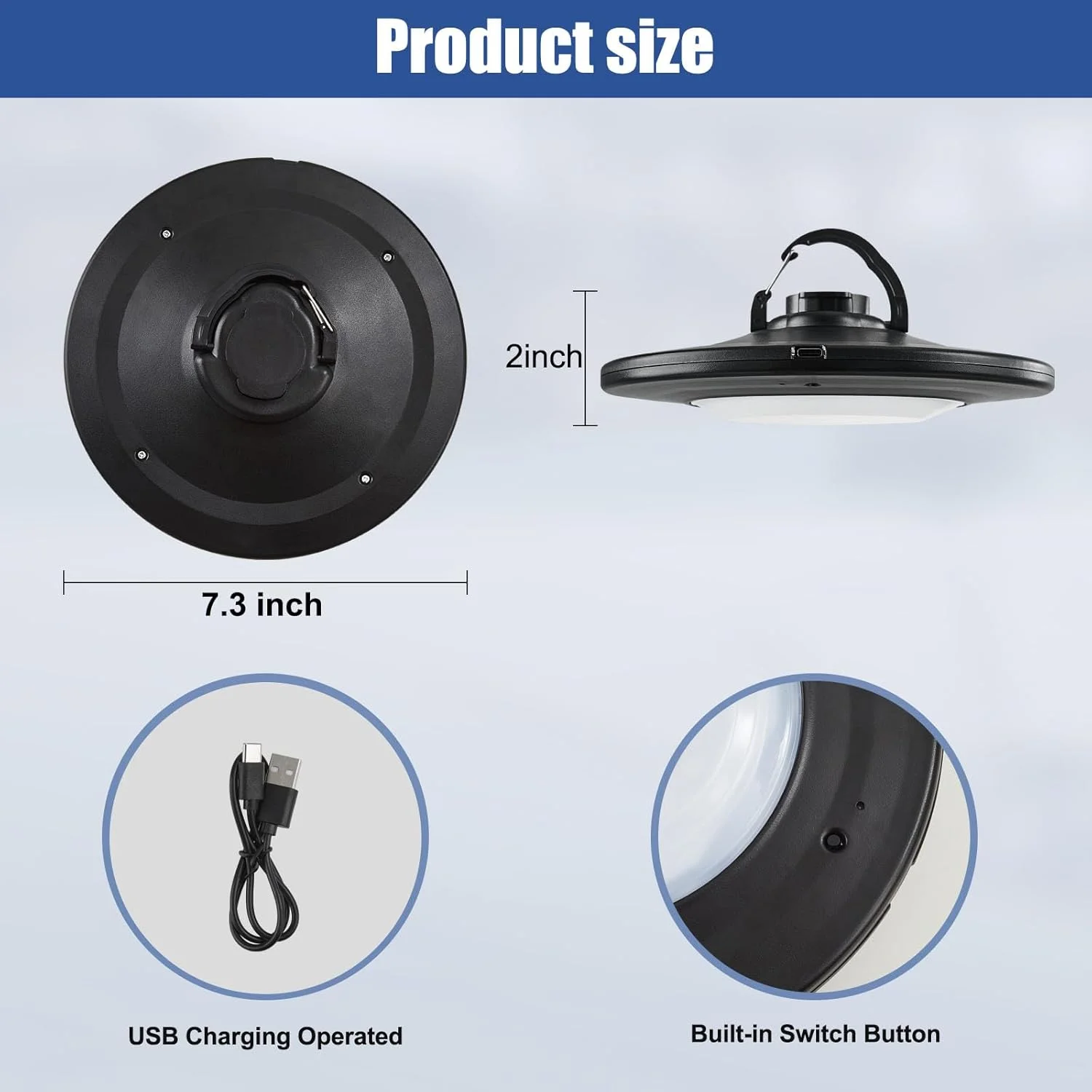 چراغ چتری LED پاسیو Powfloven مشکی با ریموت، چراغ چتری قابل حمل با باتری قابل شارژ، دارای 12 حالت رنگ، 3 سطح روشنایی قابل تنظیم برای چترهای پاسیو، چادرهای کمپینگ، استفاده در فضای باز