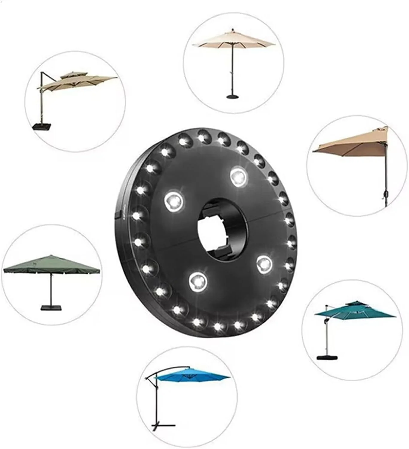 چراغ چتری دیسکی Pepisky، مناسب برای فضای باز، ساحل، کمپینگ، چادر، روشنایی غرفه بازار شب با قلاب در پشت