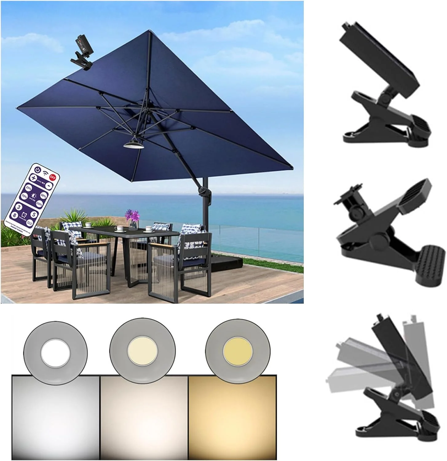 چراغ چتری خورشیدی فضای باز برای کمپینگ ساحلی، چراغ چتری LED با حالت زمان بندی چراغ چتری خورشیدی فضای باز برای کمپینگ ساحلی، چراغ چتری LED با حالت زمان بندی