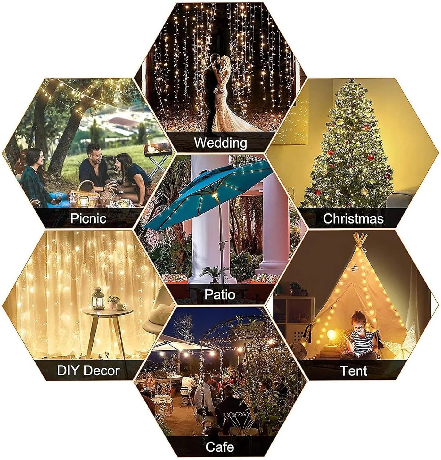 چراغ چتری خورشیدی، چراغ رشته ای ضد آب با 8 حالت روشنایی برای فضای باز - چراغ تزئینی خورشیدی برای پاسیو، چمن، حیاط خلوت، استخر، ساحل