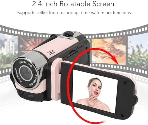 دوربین فیلمبرداری Jectse، کیفیت 1080P، زوم 16 برابر، صفحه نمایش 2.4 اینچی چرخشی، ضبط کننده ویدئویی دستی با نور تکمیلی و سوراخ رزوه 1/4 اینچی برای نوجوانان، مبتدیان و بزرگسالان (نور) دوربین فیلمبرداری Jectse، کیفیت 1080P، زوم 16 برابر، صفحه نمایش 2.4 اینچی چرخشی، ضبط کننده ویدئویی دستی با نور تکمیلی و سوراخ رزوه 1/4 اینچی برای نوجوانان، مبتدیان و بزرگسالان (نور)