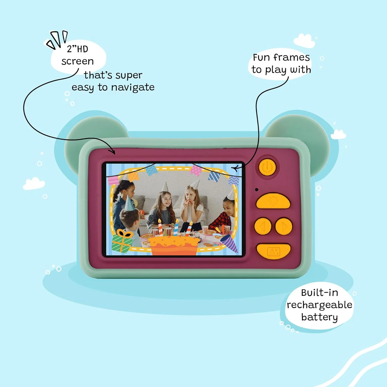 دوربین دیجیتال و فیلمبرداری کودکانه Kidamento با بدنه سیلیکونی نرم و بدون BPA به همراه کارت حافظه 32 گیگابایتی - مدل C - میکایو خرس