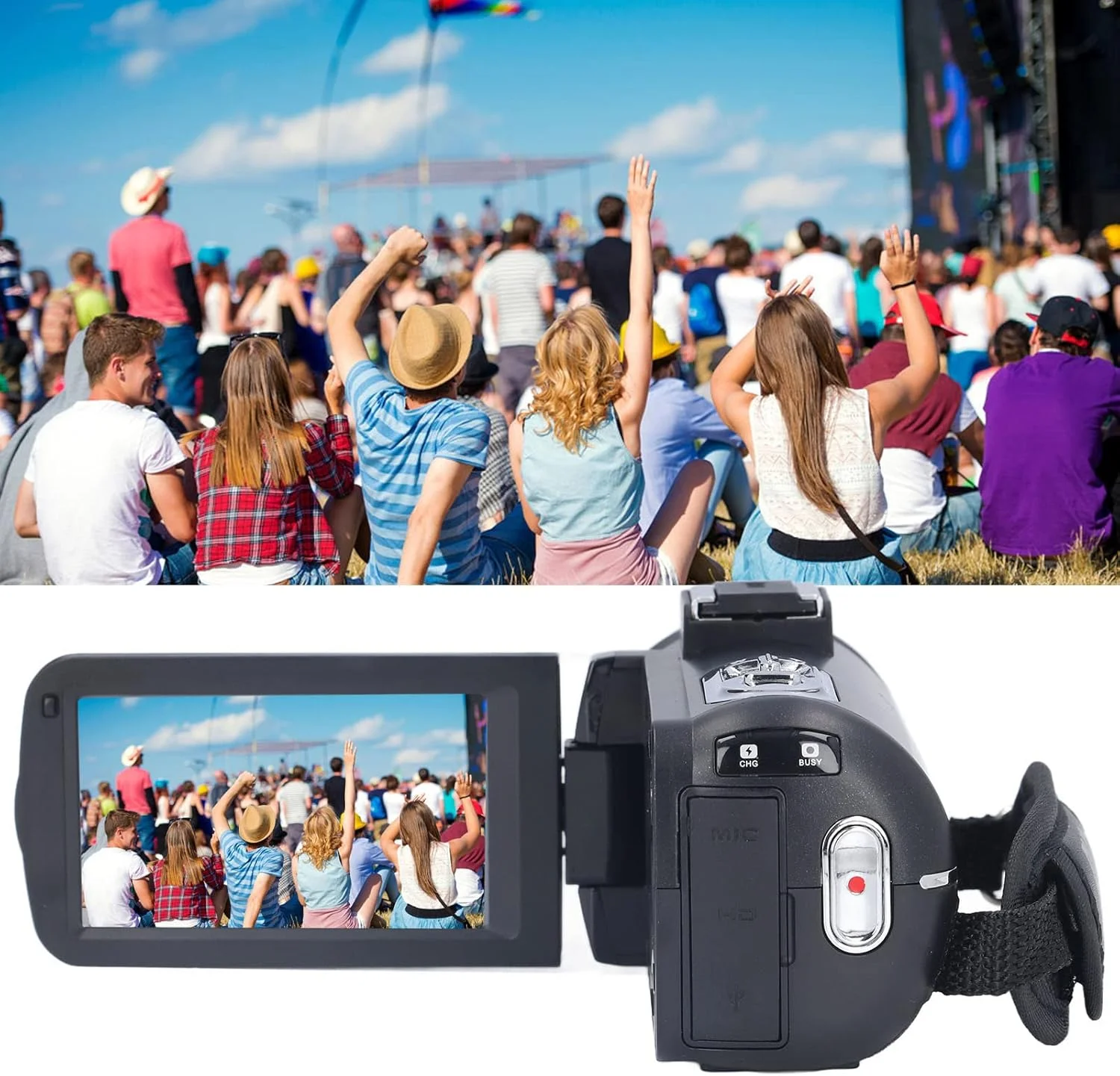 دوربین فیلمبرداری KOSDFOGE FHD 1080P با صفحه نمایش 3.0 اینچی 270 درجه و زوم دیجیتال 16 برابر به همراه کنترل از راه دور